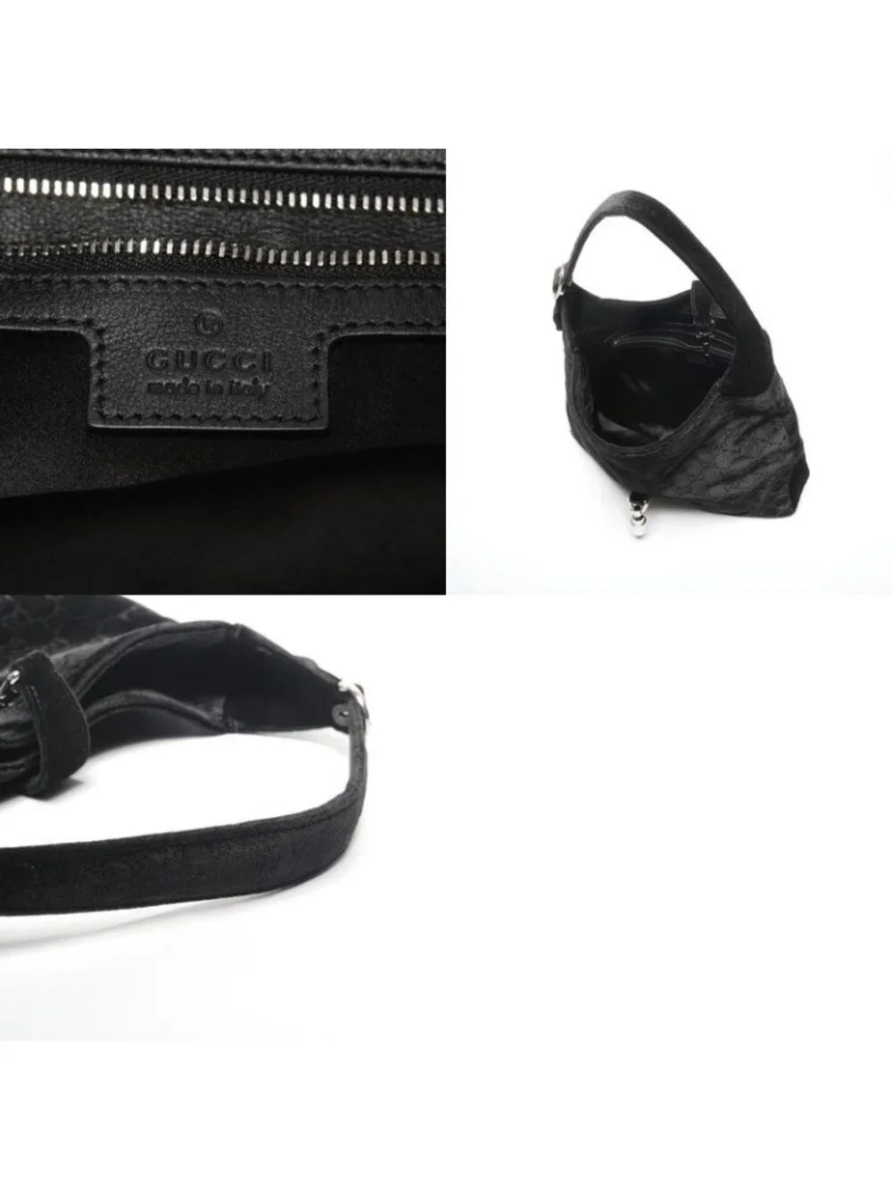 ★SOLD★ Gucci Shoulder Bag Velour New Jackie Silver - Picture 10 of 10